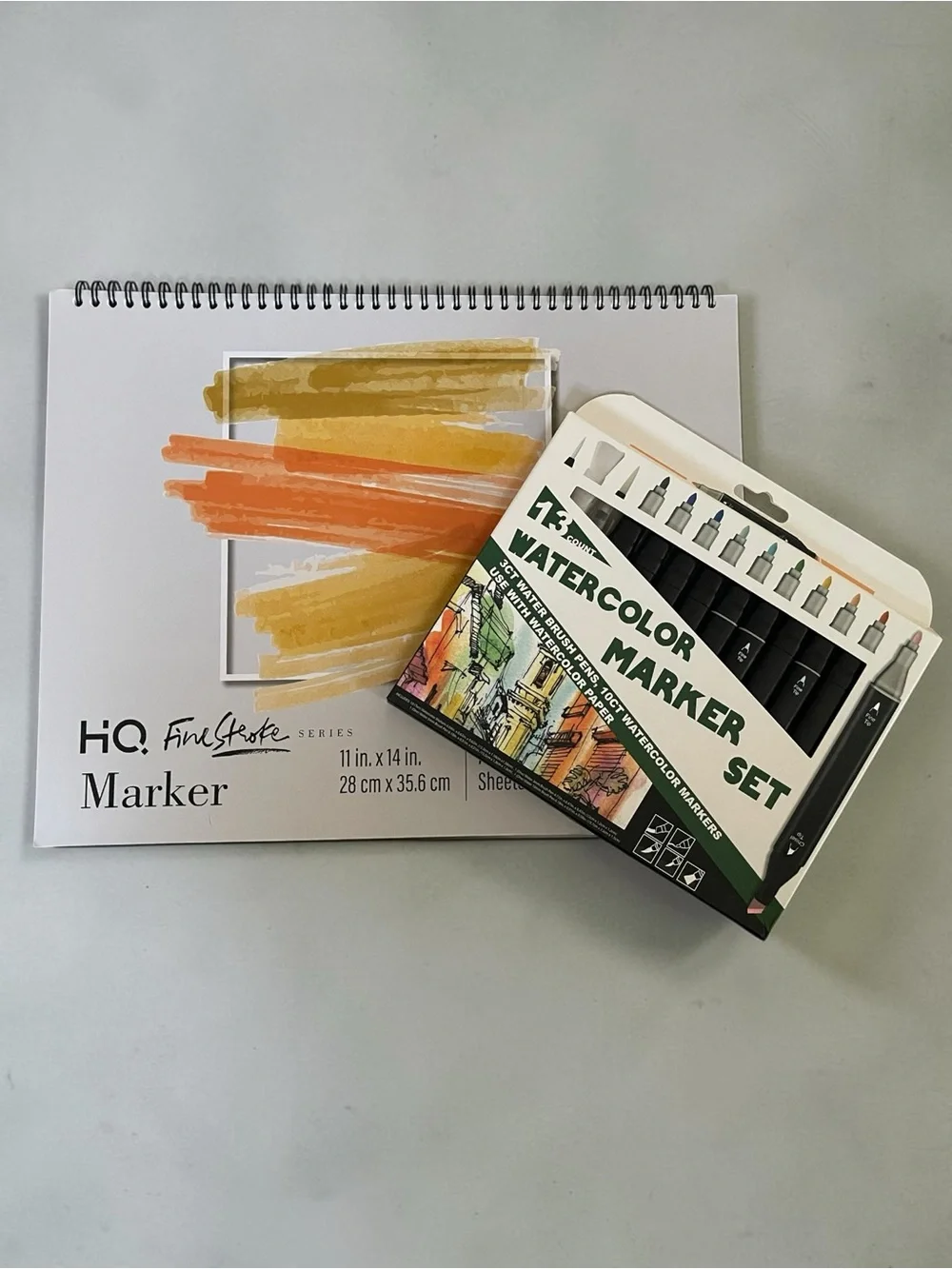 Watercolor Marker Set + HQ FineStyle 11x14 Marker Sketch Pad Art Bundle NEW
